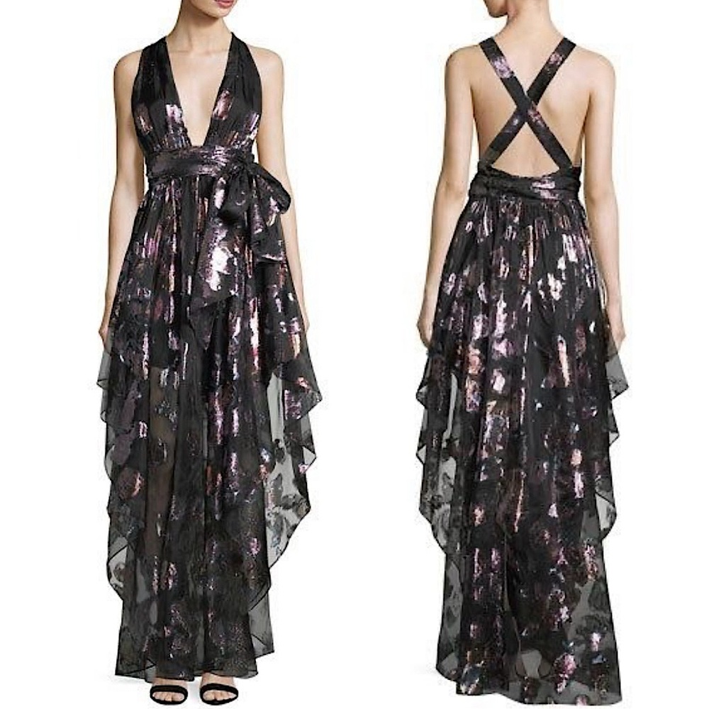 Milly Floral Lurex Organza Angie Dress in Multi
